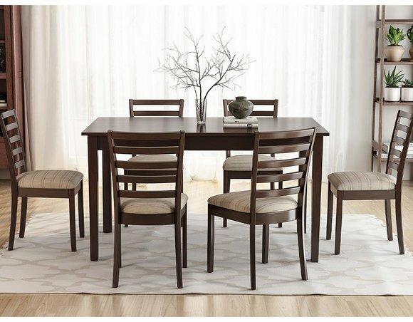 Italian Furniture Designer Wood Table Seat Upholstery Dining Room 6x Chair 7pcs New