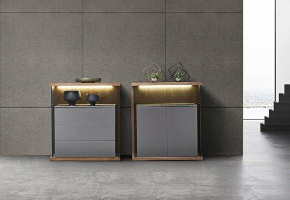 Design Chest of Drawers Set of 2 Side Lowboard Cabinet Shelf LED Living Room New
