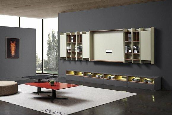 Design Wall Unit RTV Side Low Board Living Room Shelf Set Table 2x