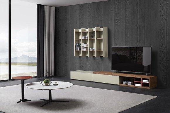 Living Room Designer Complete Set Shelf Side Board Couch Tables Wall New Shelf