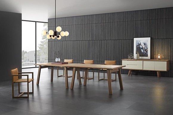 Italian dining room furniture 4x reclining chairs table XXL dresser wood 7 pcs set