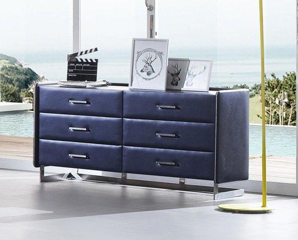 Fine Design Chest of Drawers Leather XXL Big Chests of Drawers Luxury Black Cabinet Sideboard New