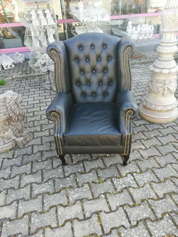 Armchair wing chair Chesterfield chair seat cushion couch lounge genuine leather