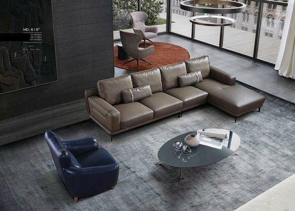 Corner sofa couch designer upholstered seating area living area leather couch set