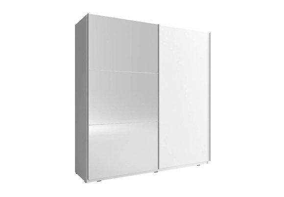 Designer wardrobe made of MDF in modern style with 2-floating doors & massive rectangular mirror