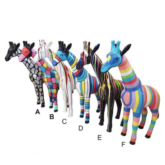 Abstract decorative gloss sculpture designed as a multi-colored giraffe 115cm