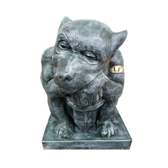 Decorative garden sculpture designed as an old grey goblin with a golden decoration 50cm G16