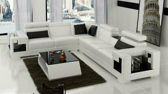 Designer Sofa Couch Corner Sofa Leather Textile Upholstery Set Living Landscape Shelf
