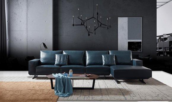 Design living area upholstered corner sofa couch sofa set leather couches blue