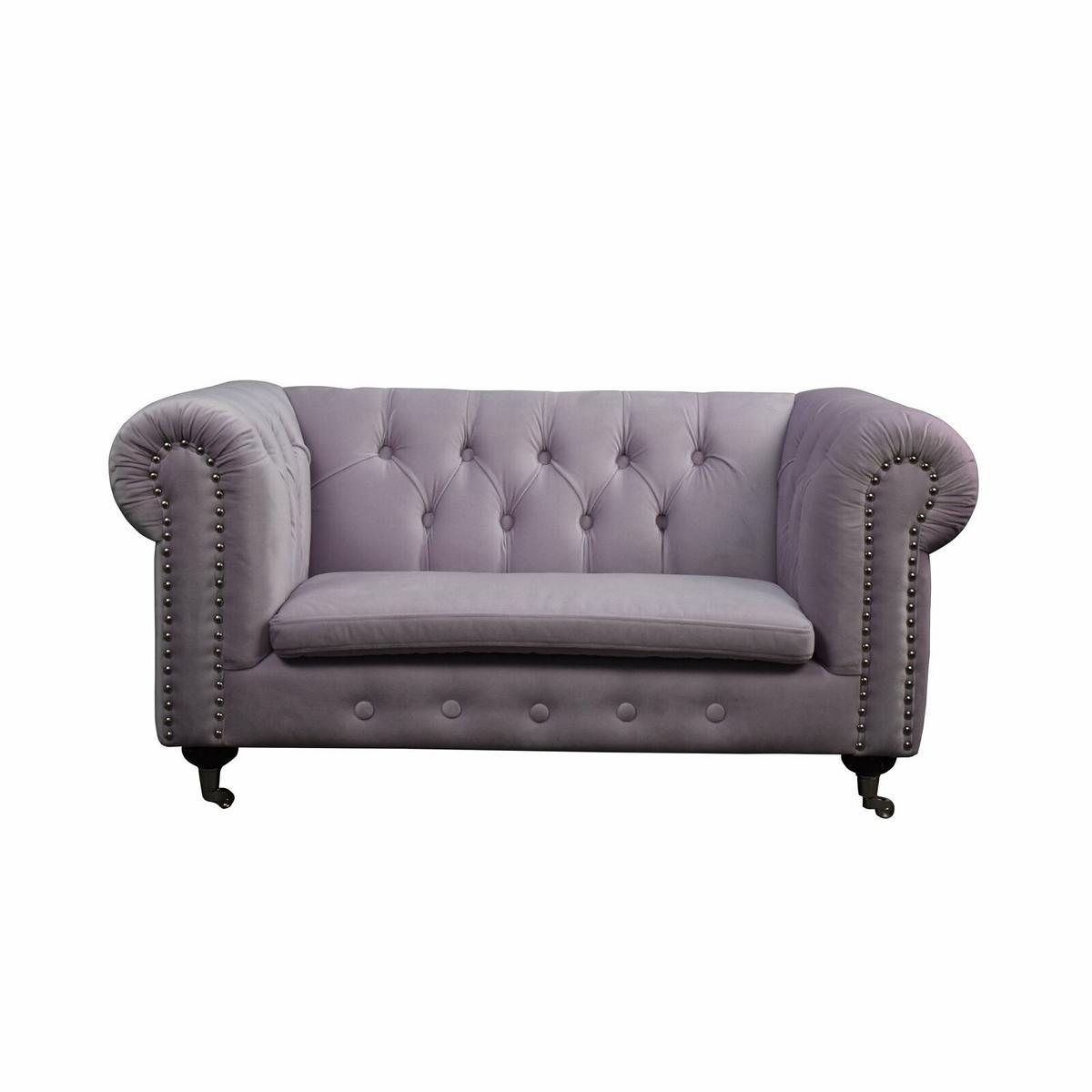 Chesterfield 2-Seater Classic Luxury Baroque Rococo Sofa Textile Leather Couch on Casters