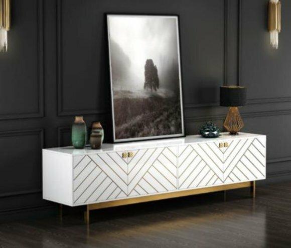 Noble High Gloss Chest of Drawers Stainless Steel Sideboard Chests of Drawers USA Luxury Class Side Board