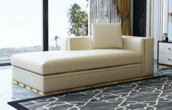 Chaise Longue Relax Lounger Chesterfield Couch Sofa Lounger Leather Metal