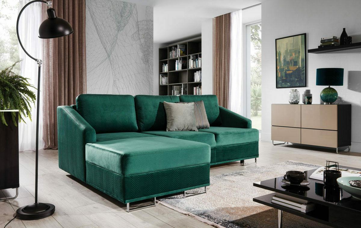 Luxury Corner Sofa Couch - Emerald Green Sofa Upholstery Corner Set Bed Function New