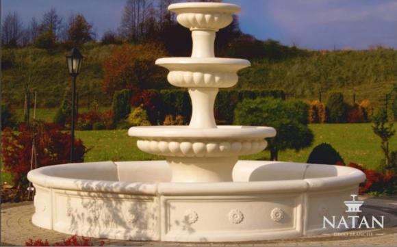 Decorative ornamental garden fountain made of weather-resistance cement with 4-round bowls 255cm