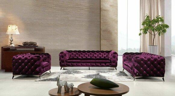 Sofa Chesterfield Couch XXL Big Set Textile 3+1+1 Designer Couches Upholstery