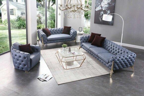 Luxury high-quality sofa couch upholstery seat 3+2+1 set Chesterfield sets