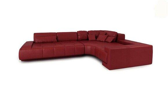 Leather Modern Couch Living Landscape Leather Sofa Sofa Set L Shape Red Corner