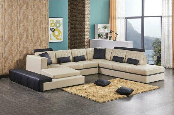 Leather Modern Couch Living Area Leather Sofa Set Sofa U-Shape Set