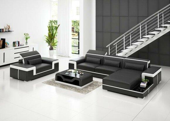 Corner Sofa Set Couch Upholstery Corner Set Armchair Living Landscape L Shape Leather Orange