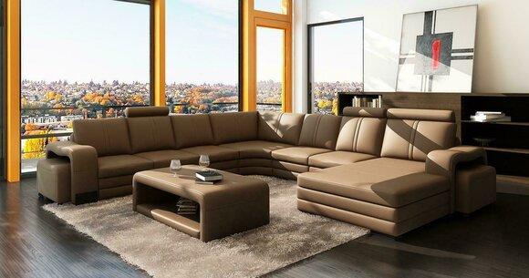 Designer Living Landscape U-Form Stool Coffee Table Couch Corner Sofa Upholstery Set