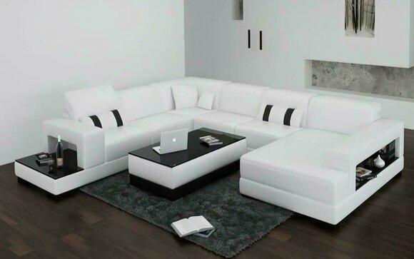 Corner Sofa Sofa Couch Upholstery Living Landscape Leather Corner Sofas Set U Shape White