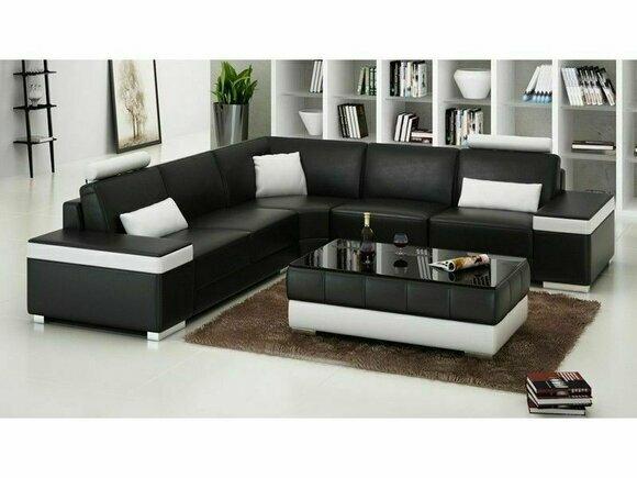L Shape Leather Sofa Upholstery Seat Couch Set Corner Sofa Couch Living Landscape