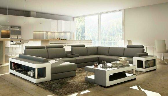 Living Landscape Luxury Trend Collection Couch Leather Sofa U Shape Seat Set