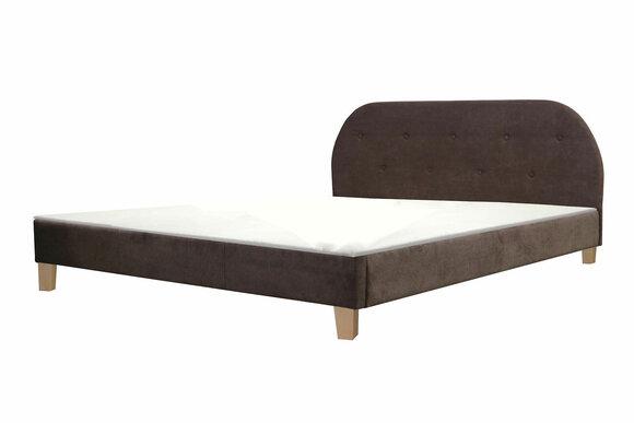 Designer fabric/leather upholstered massive double bed for marriage couple in modern style made of real wooden frame