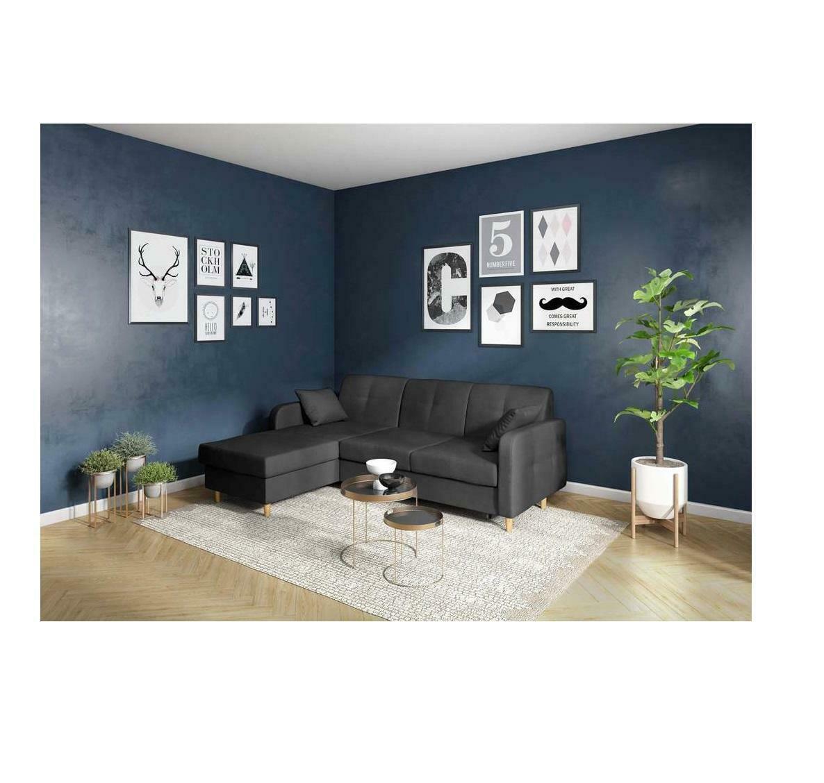 Fabric Corner Sofa L-Form Sofa Couch Design Upholstery Modern Textile Bed Function New