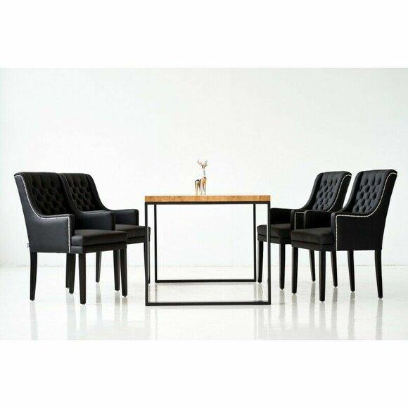 Dining room table + 6 chesterfield chairs group chair set upholstery backrest wood