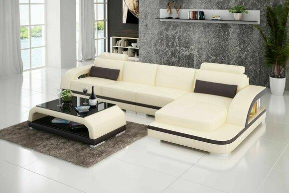 Leather Sofa L Shape Couch Living Landscape Corner Sofa Set Design Modern Sofa Orange
