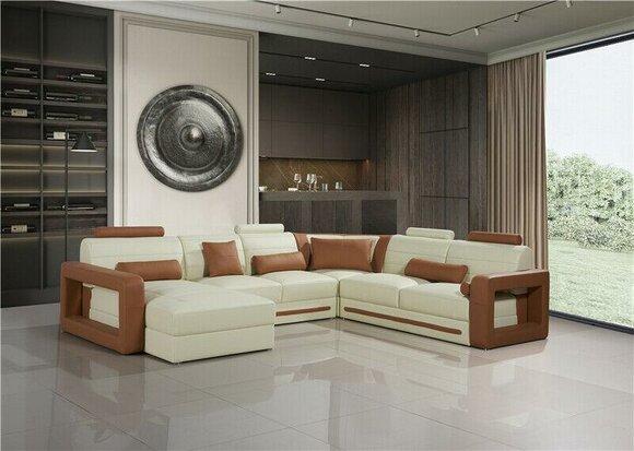 Designer Couch U Shape Corner Sofa Upholstery Couch Leather Sets Living Area New
