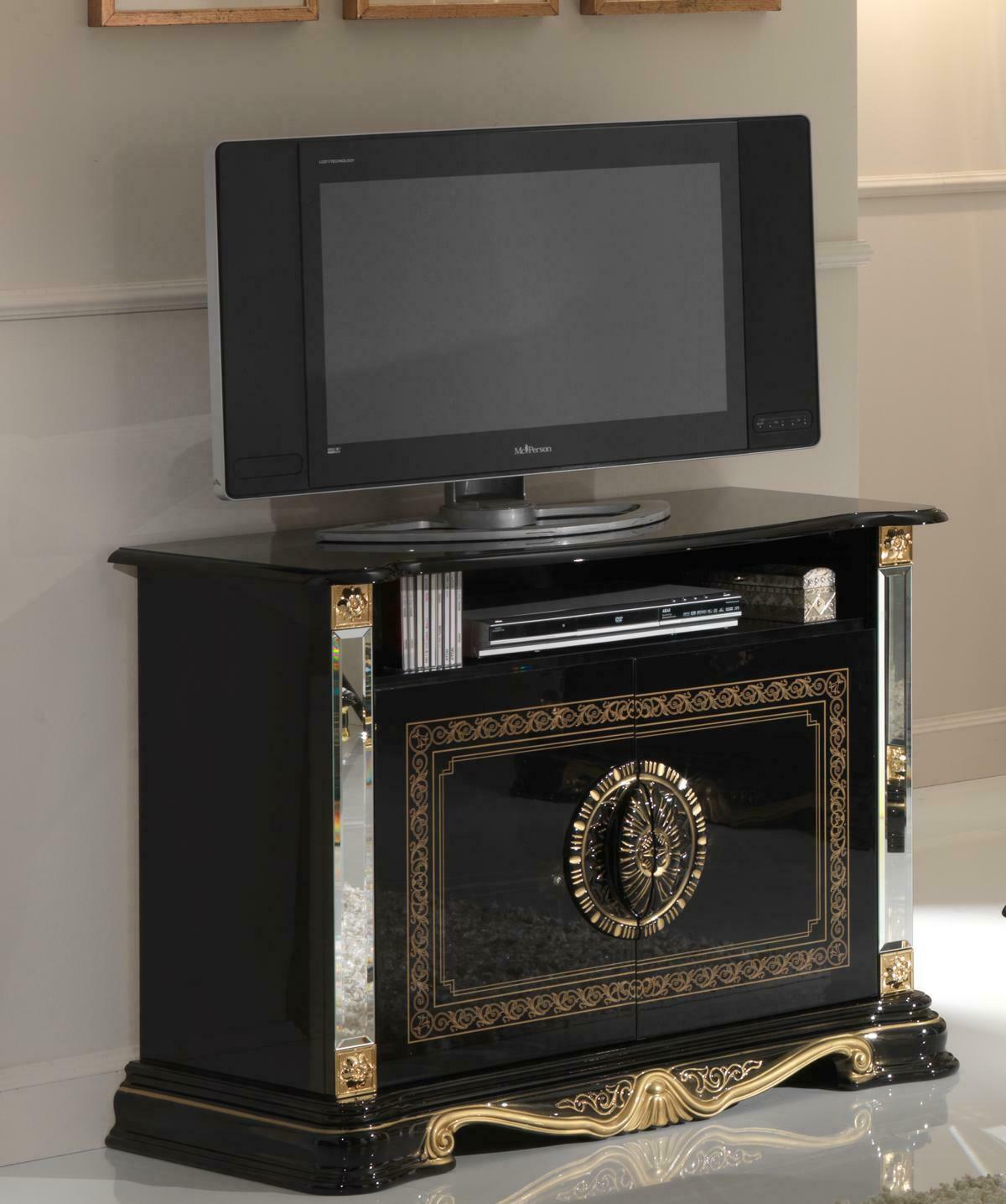 Designer baroque style made of real wooden living room TV lowboard with swing doors
