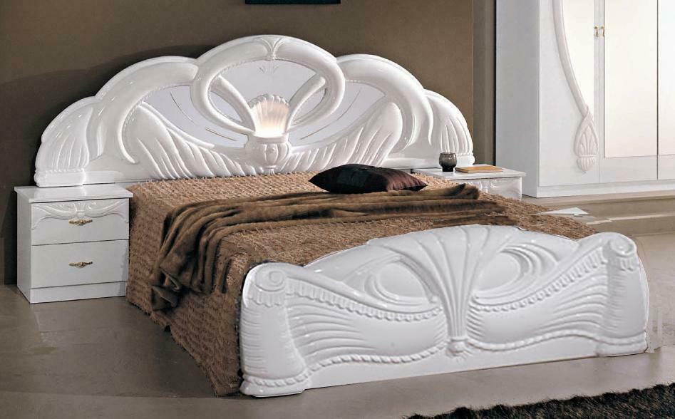 Empire style made of real wooden white massive doubl bed, 180x200cm size