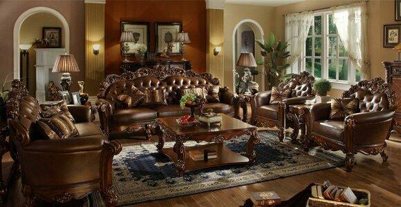 Leather sofa sofa set set group couch Chesterfield sofa baroque rococo