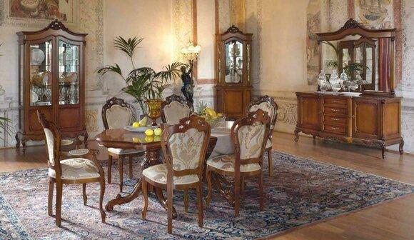 Italian Baroque Furniture Dining Room Table Chairs Dresser Display Cabinet Real wood
