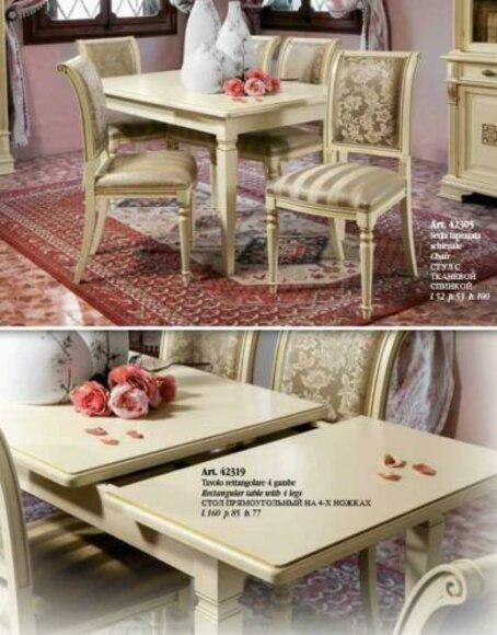 Dining Table + 4x Chairs Group Dining Room Real rood Set 5pcs Set Furniture