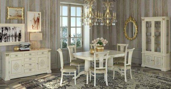 Complete Set Dining Table + 6 Chairs Dining Set Dining Group Real Wood Table Tables 9pcs