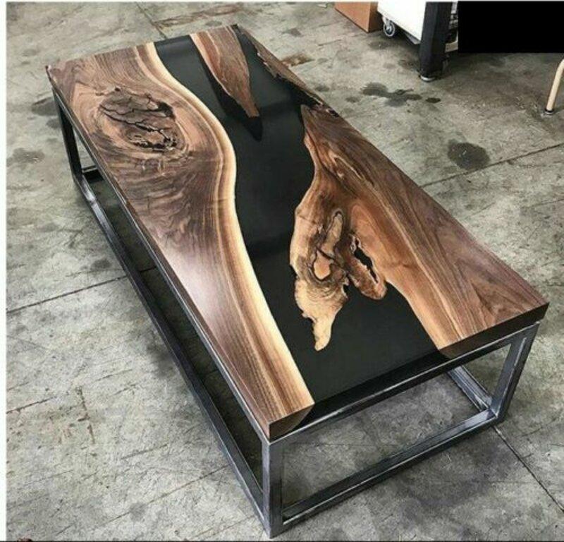 River Table Epoxy Resin Coffee Table Real Wood Solid Tables 120x60 River Table