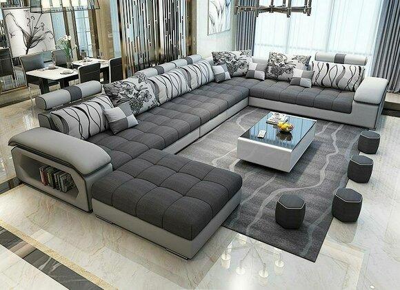Living Landscape Corner Sofa U-Shape Sofa Couch Leather Design Couch Textile Modern Sofas