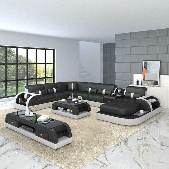 U Shape Sofa Couch Upholstery Living Room Set Design Corner Sofa Leather Upholstery