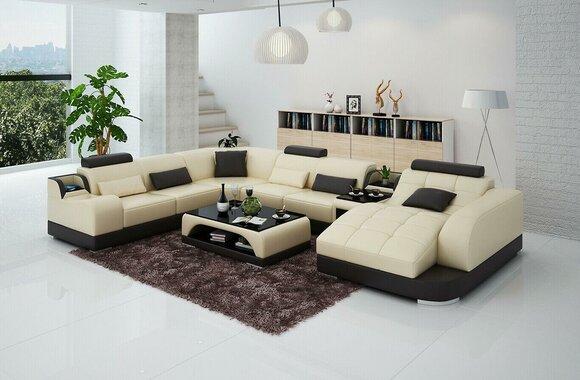 Leather Corner Sofa Designer Sofa U Shape Living Landscape Couch Upholstery Corner Sofa New