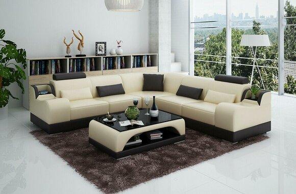 Corner Sofa Couch Upholstery Living Landscape Corner Set Leather Sofa Grey L Shape