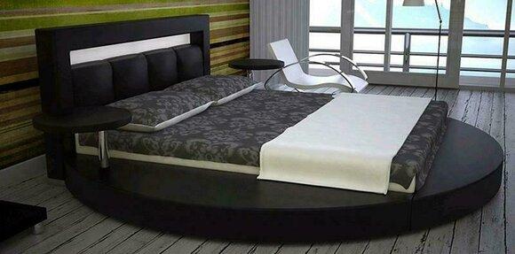 Modern style luxury design round double bed for marriage couple made of real wooden frame