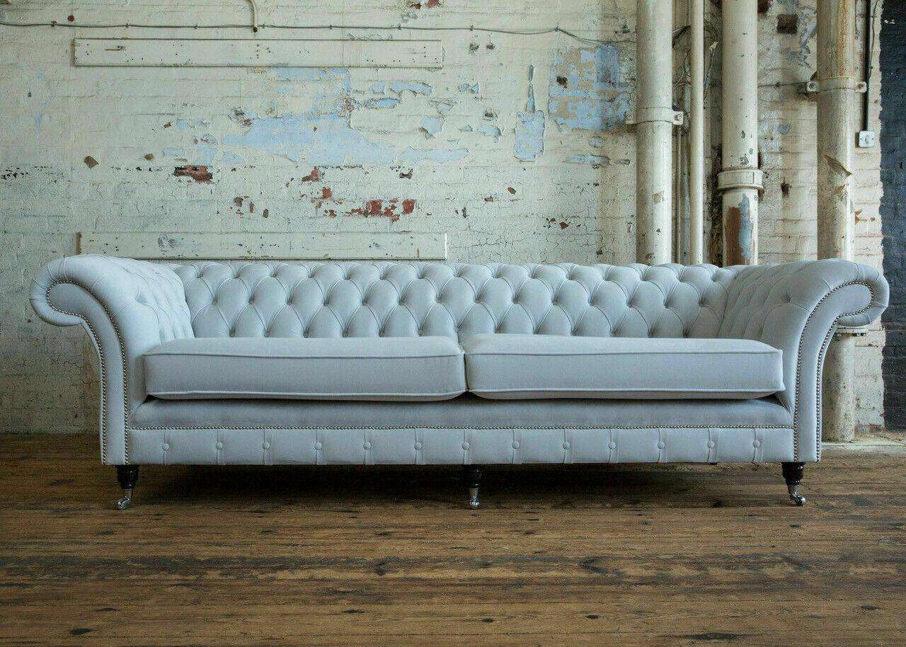 Chesterfield 4 Seater Cushion Couch Modern Style Velvet Textile Fabric Sofa Couches