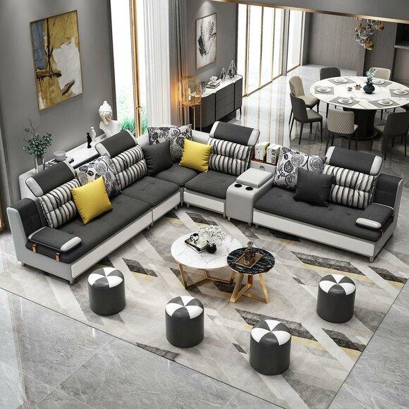 Corner Sofa L Shape Modern Sofa Leather Sofa Upholstery Living Landscape Design Couches New