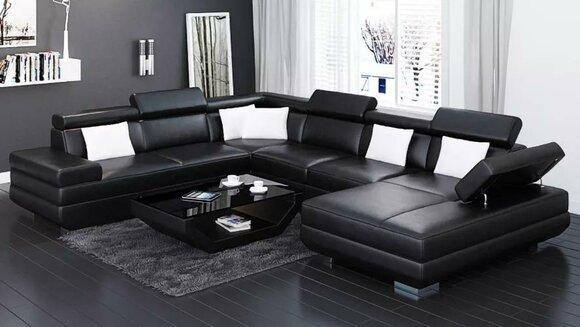 Corner Sofa Living Room Design Modern Corner Couch Leather U Shape Sofa Furniture