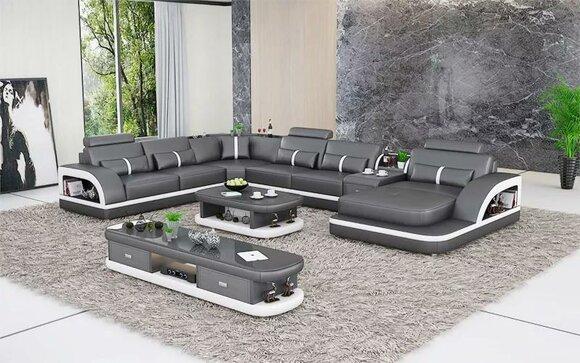 Living Landscape Couch Upholstery Sofa Set 3pcs Set Coffee Table Sideboard Leather