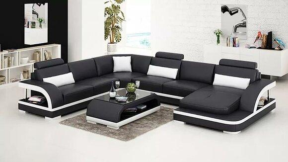 Design Corner Sofa Living Room Furniture Modern Corner Couch Leather Cushion Sofa U Shape