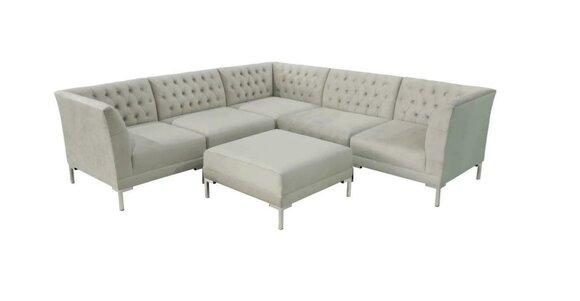 Corner Sofa Stool Grey xxl Big Textile Fabric Chesterfield Sofas Set Furniture New